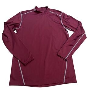 Under Armour ColdGear Fitted Mock Long Sleeve Marron Athletic Shirt Mens size M